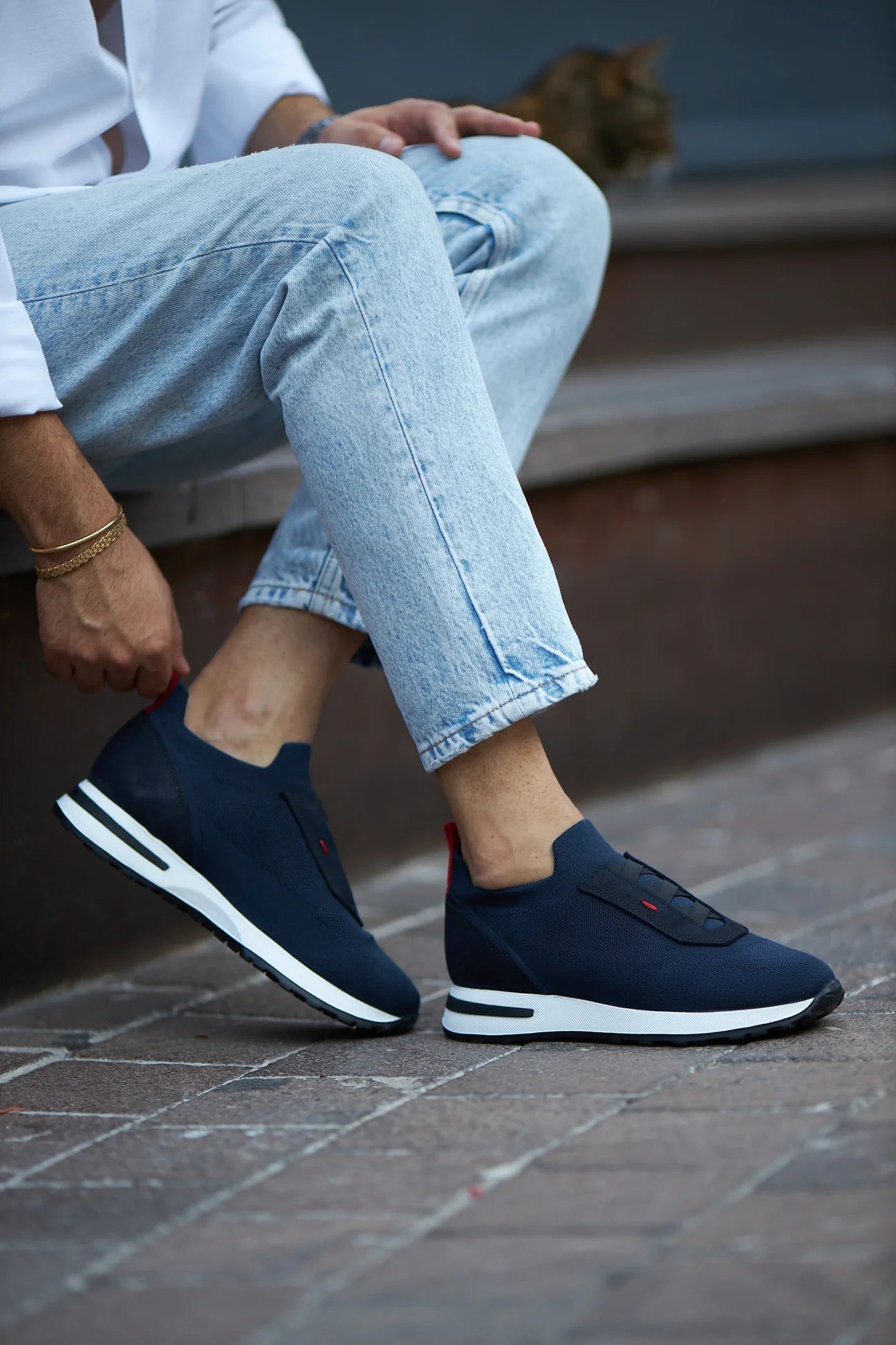 Blue Knitwear Casual Runners