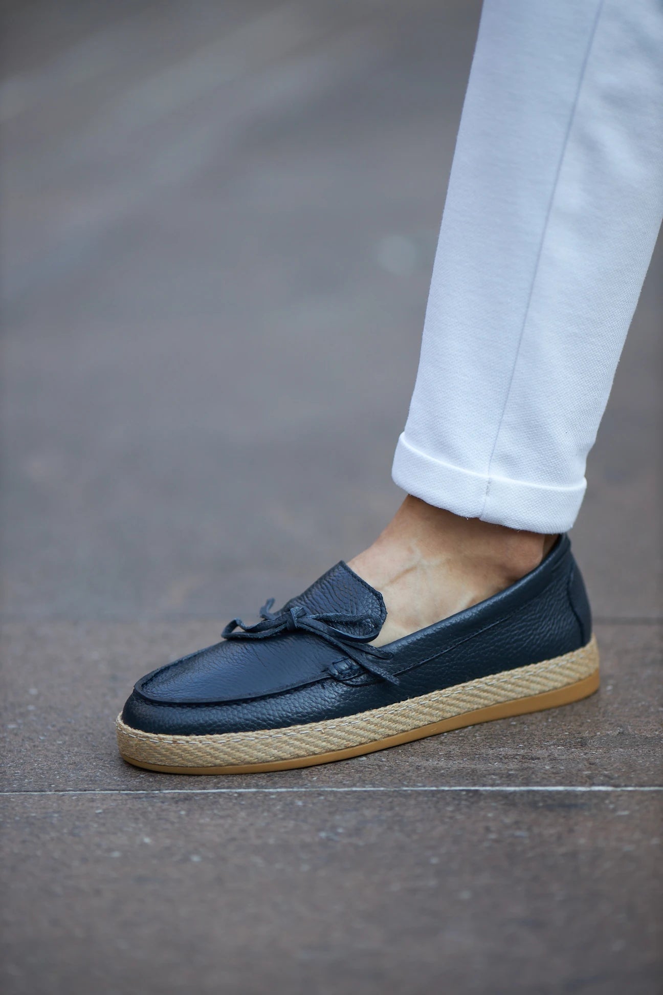 Black Juet Sole Bow Loafer