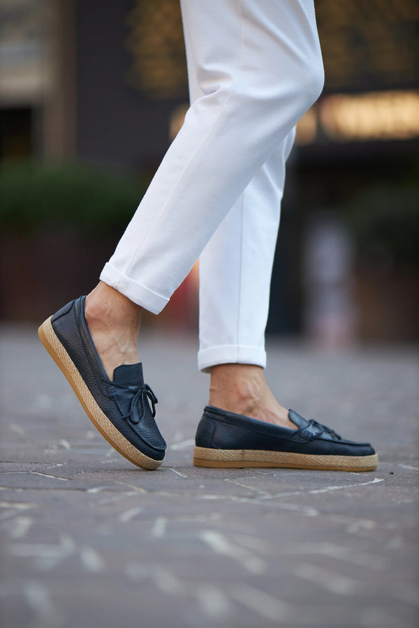 Black Juet Sole Bow Loafer