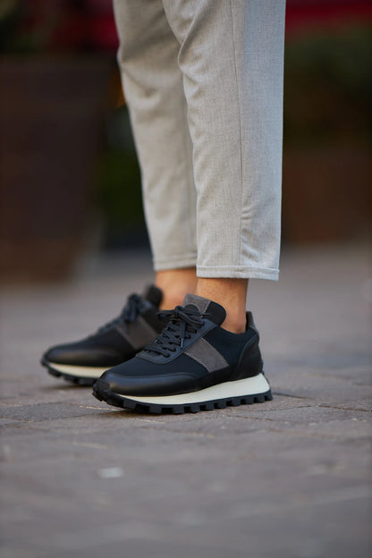 Black Suede And Calf Runners