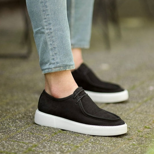 Black Casual Wear Suede Laces Shoes