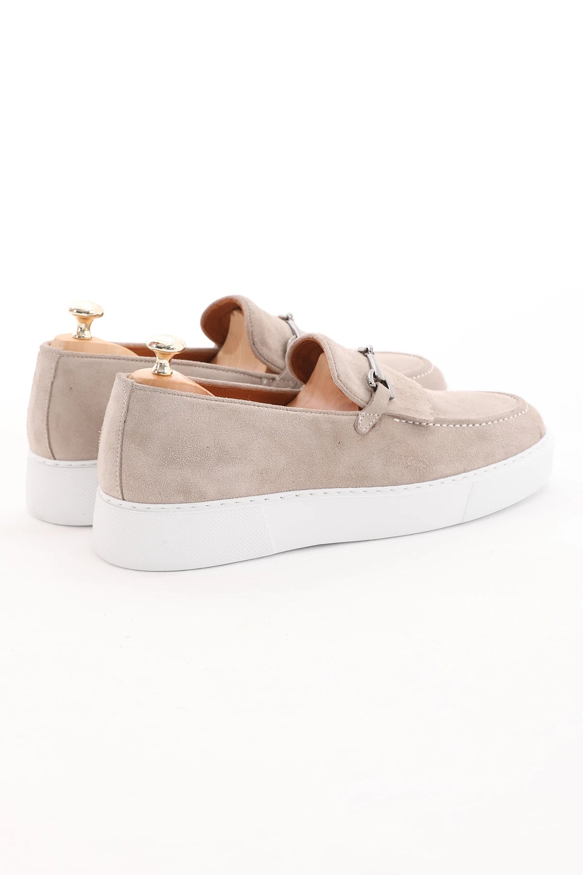 Beige Suede Casual Buckle Loafer