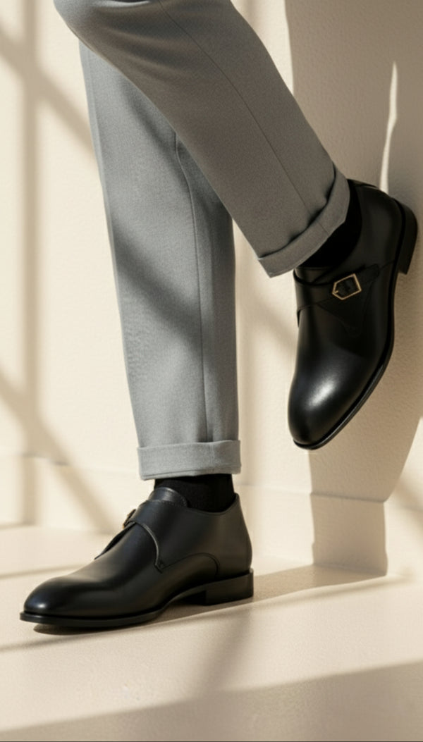 Black Single Monk Shoes