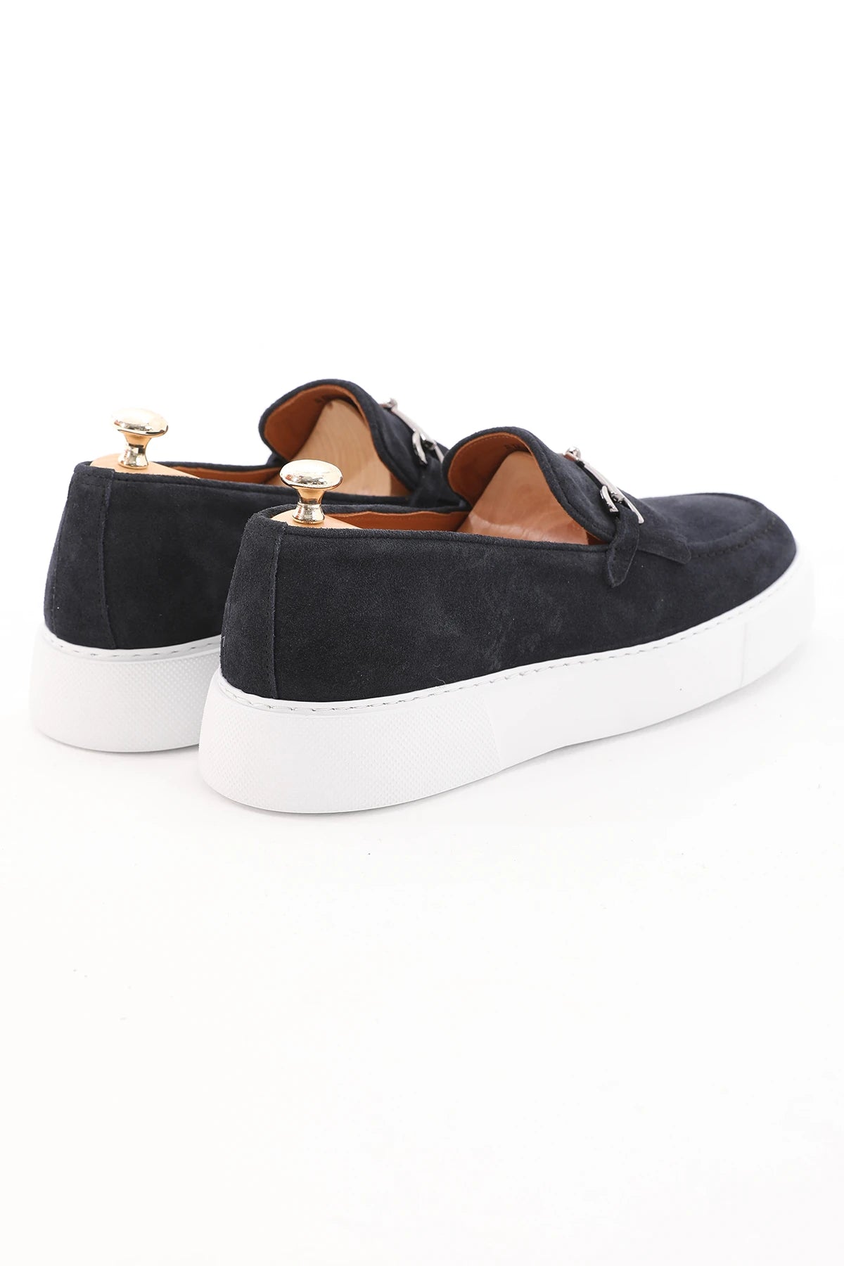 Navy Blue Suede Casual Buckle Loafer