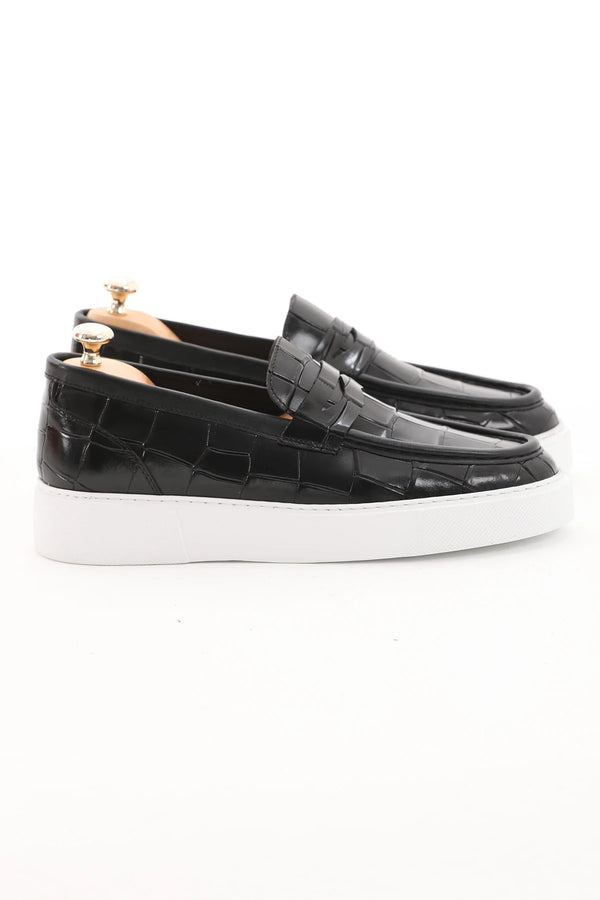 Black Croc Casual Loafer