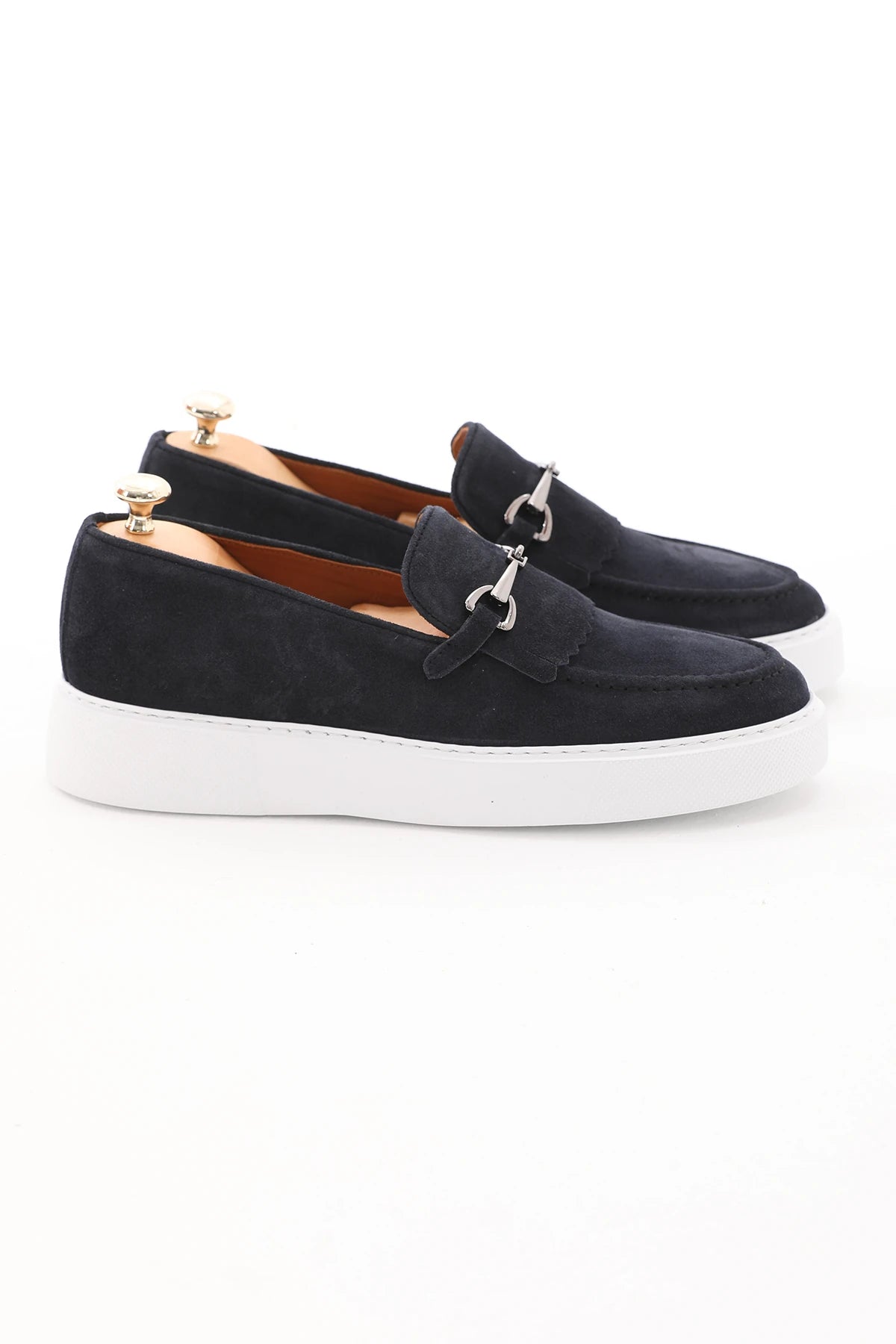 Navy Blue Suede Casual Buckle Loafer