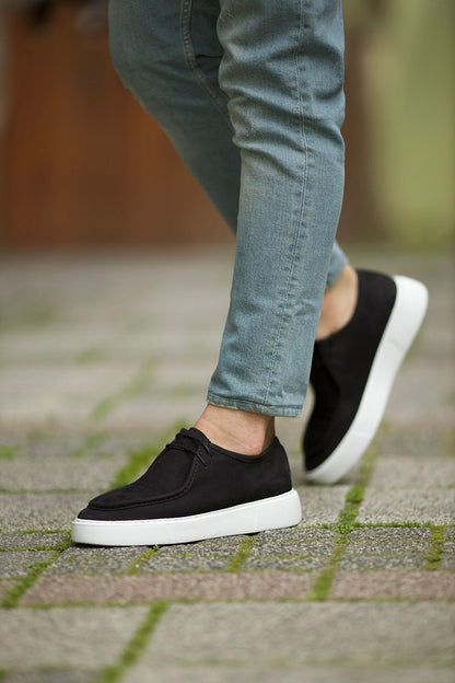 Black Casual Wear Suede Laces Shoes