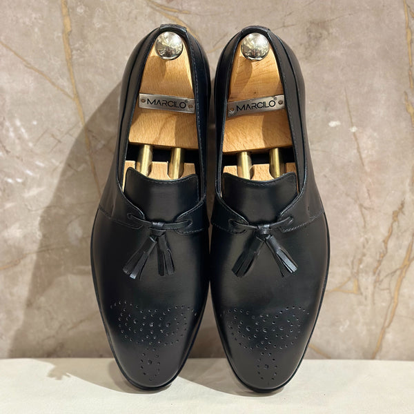 Black Toe Brogue Tassel Loafers