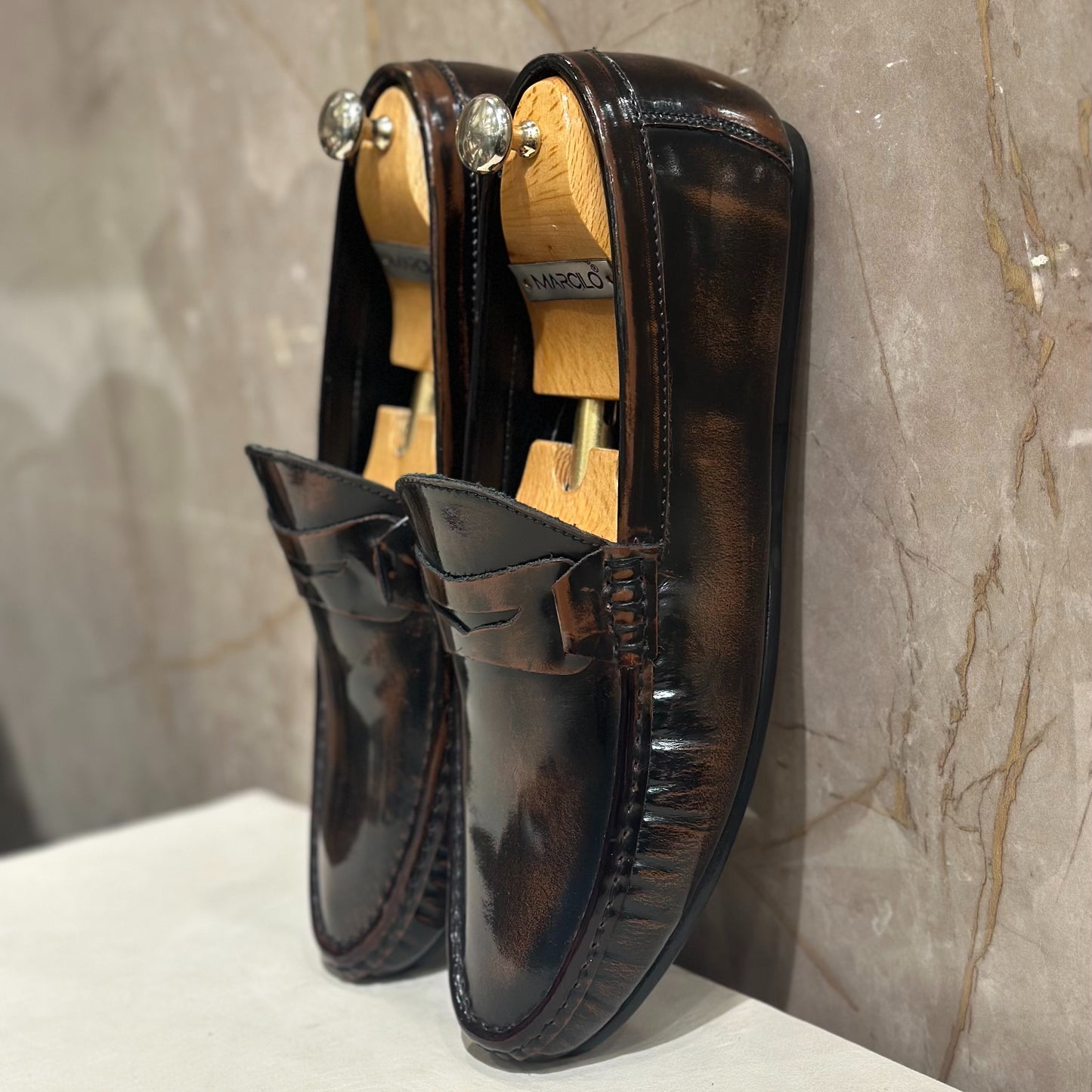 Brown Brushoff Driving Loafers
