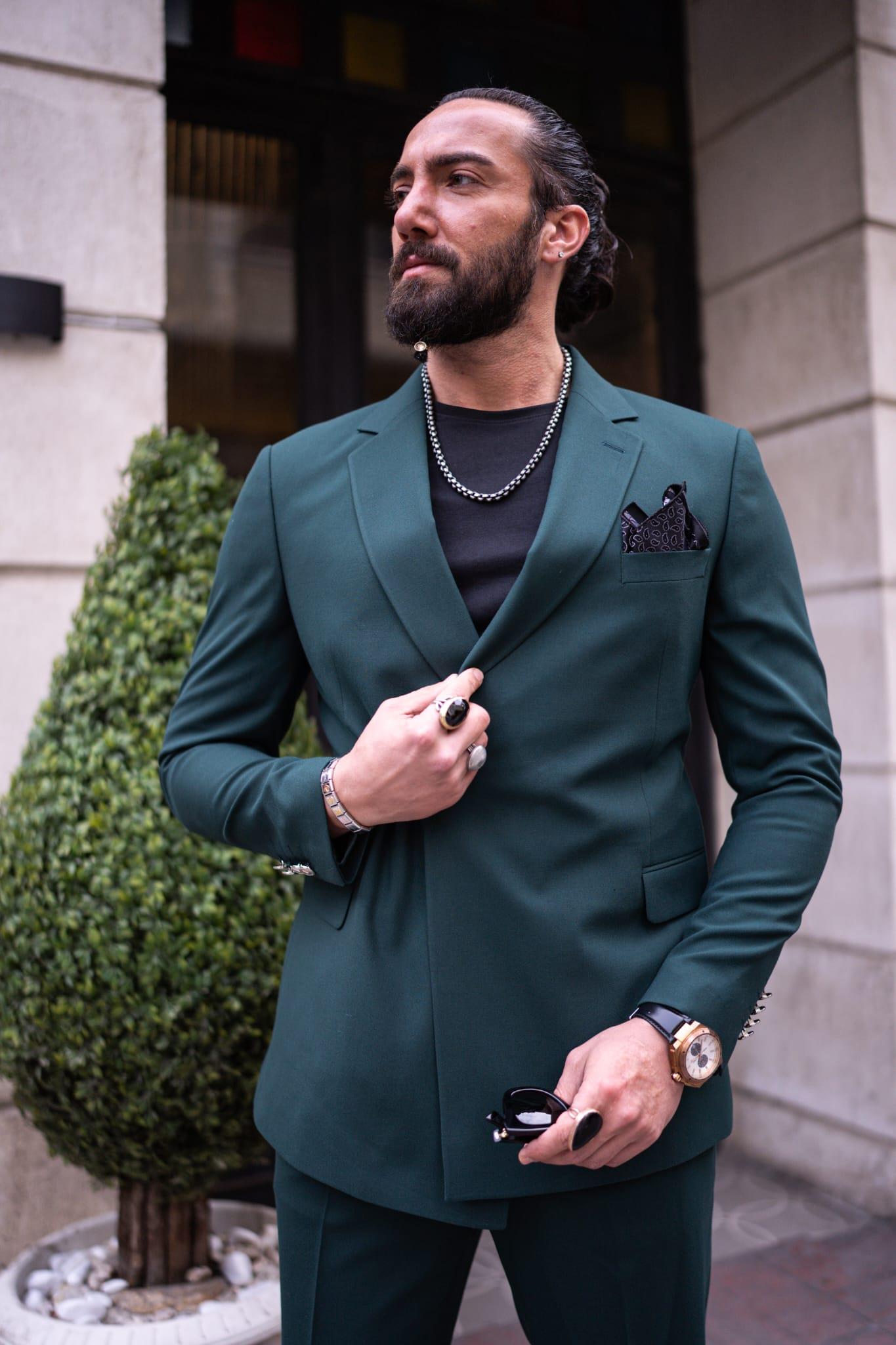 Emerald Single Lapel Button Detail Slim Fit Suit