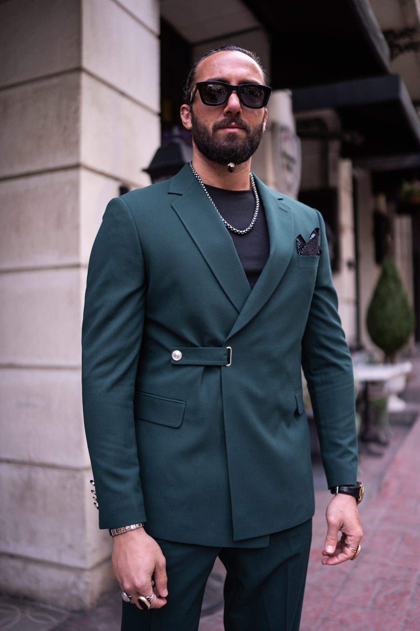 Emerald Single Lapel Button Detail Slim Fit Suit