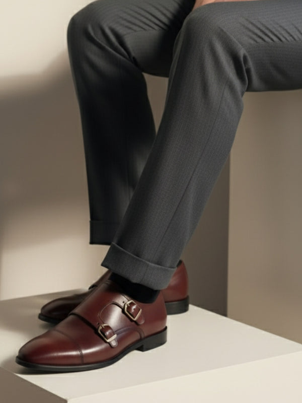 Brown Double Monk Shoes