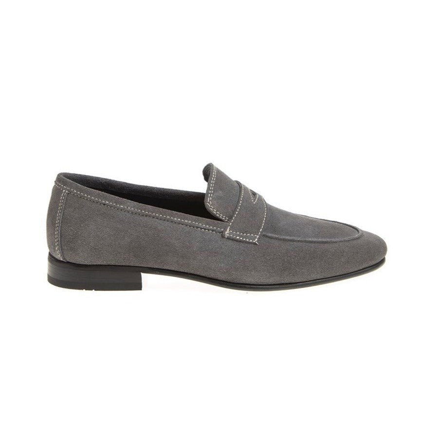 Grey Suede Penny Loafer