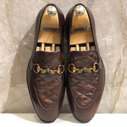 Brown Diamond Bee Loafers