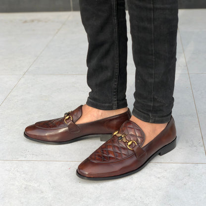 Brown Diamond Bee Loafers