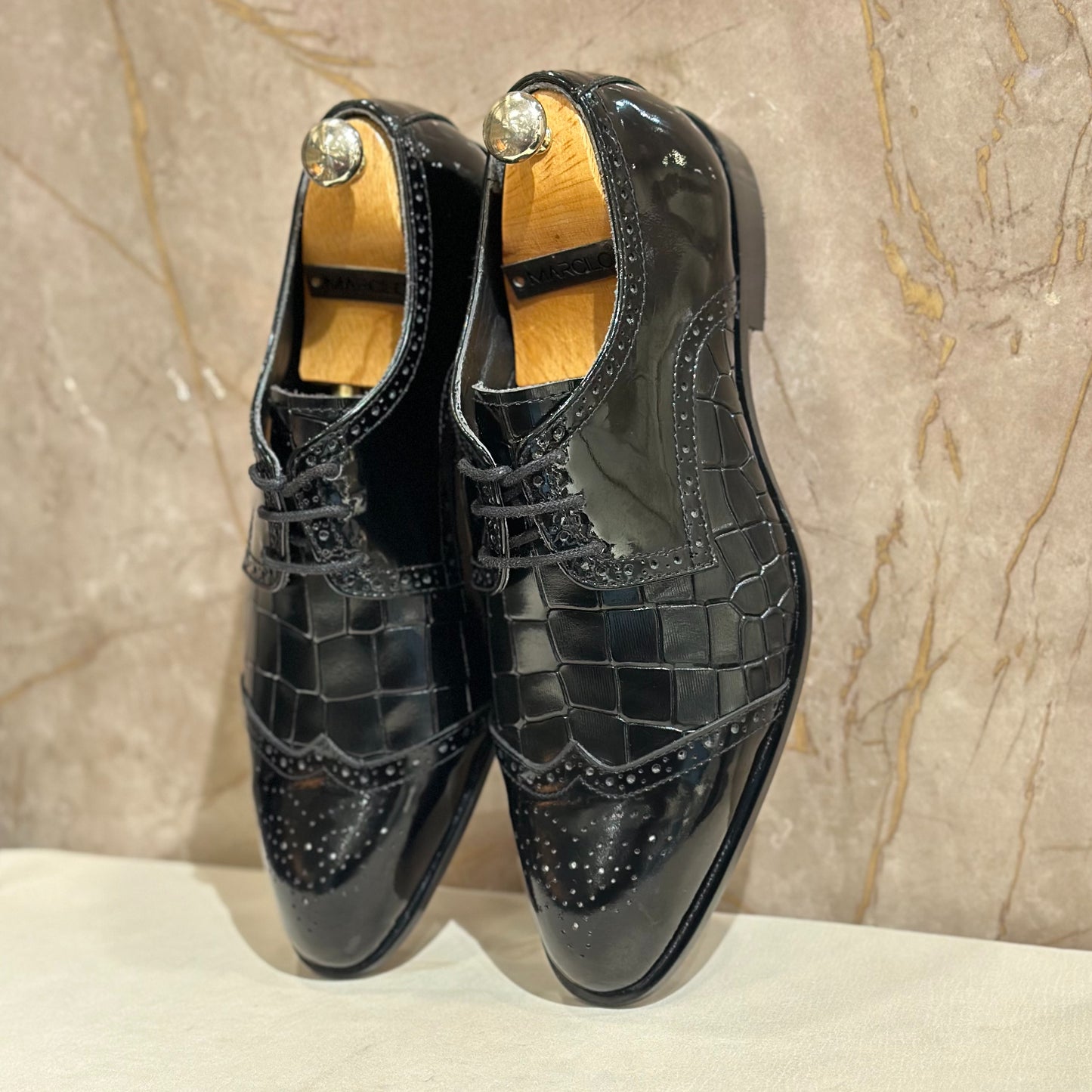 Black Patent Brogue Capote