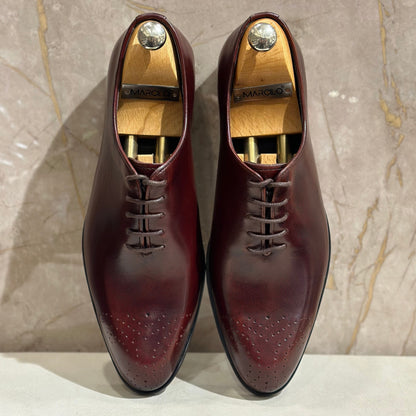 Burgundy Wholecut Laces Toe Brogue