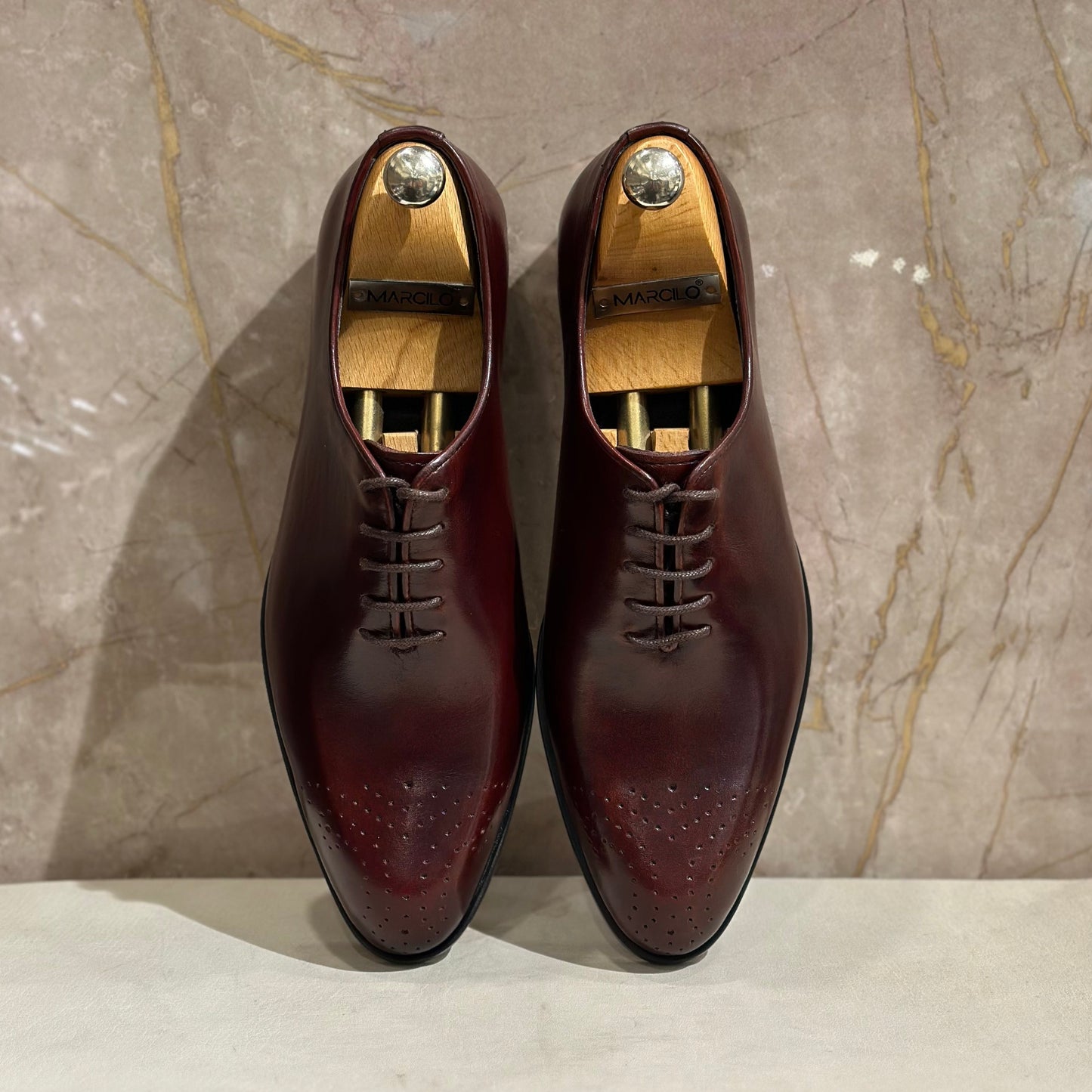 Burgundy Wholecut Laces Toe Brogue