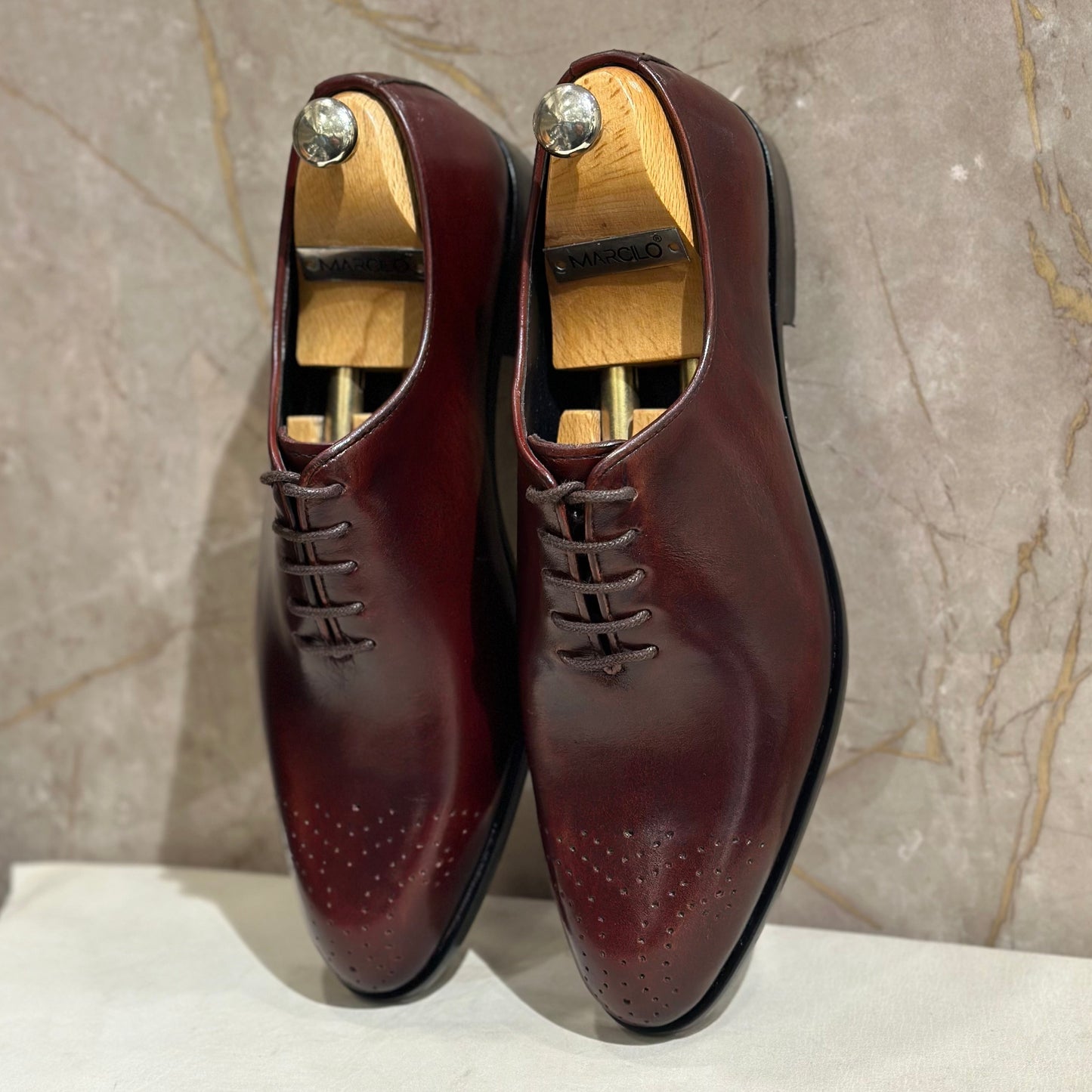 Burgundy Wholecut Laces Toe Brogue