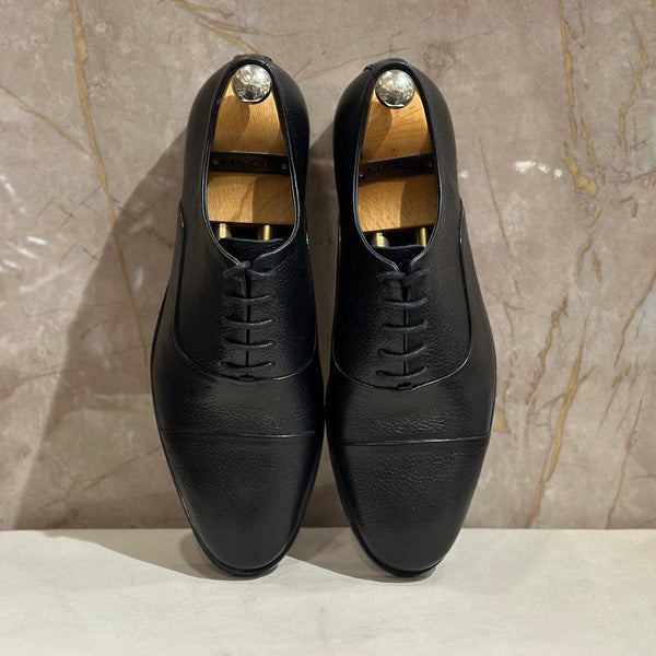 Black Grainy Captoe Oxford