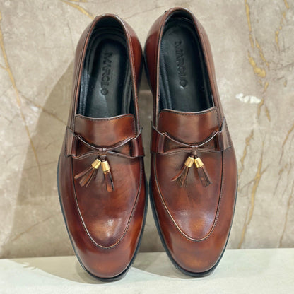 Brown Shaded Tassel Loafers