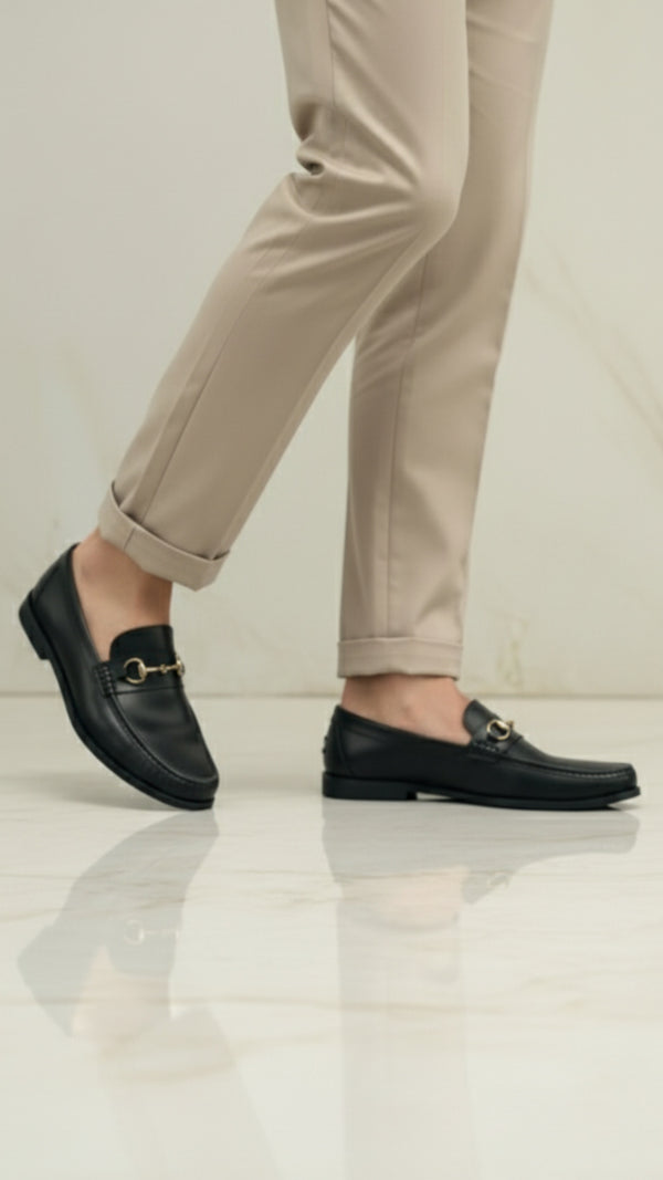 Black Leather Moccasins