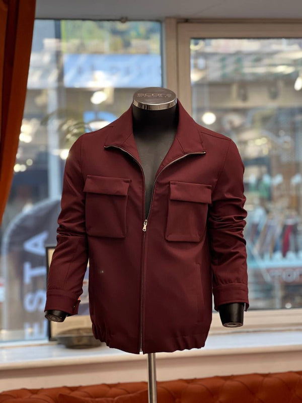 Claret Red Double Pocket jacket