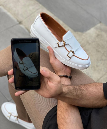 White Casual Monk Strap Eva Sole Shoes