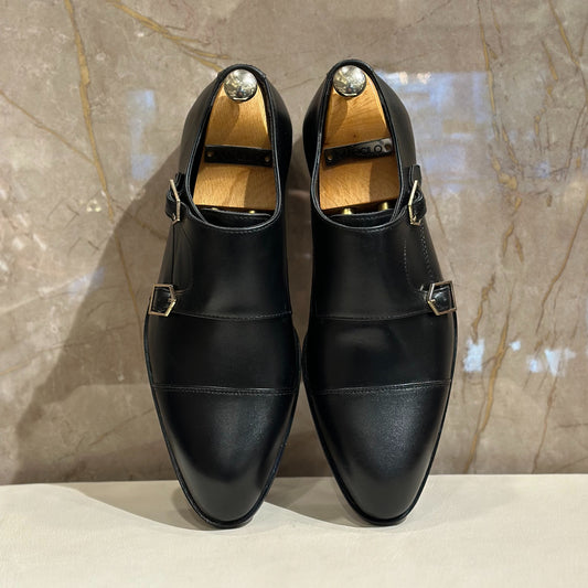 Black Double Monk Shoes