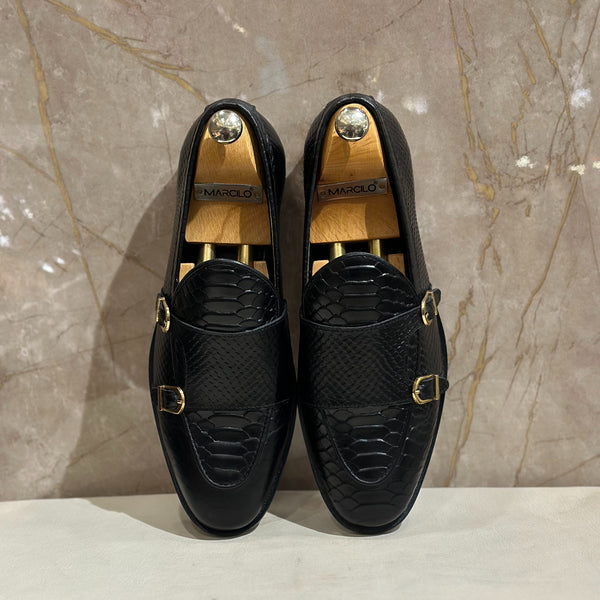 Black Double Monk Moccasin