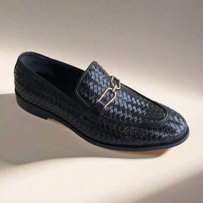 Black Knitting Buckle Loafer