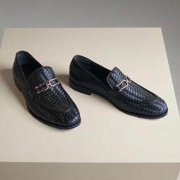 Black Knitting Buckle Loafer