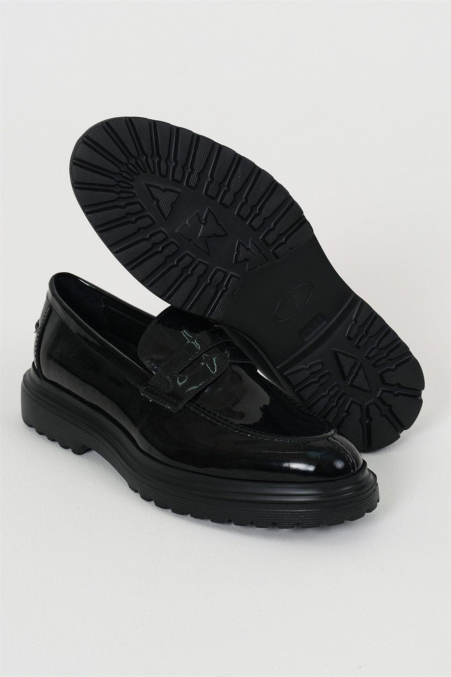 Black Patent Penny Chunky Shoes