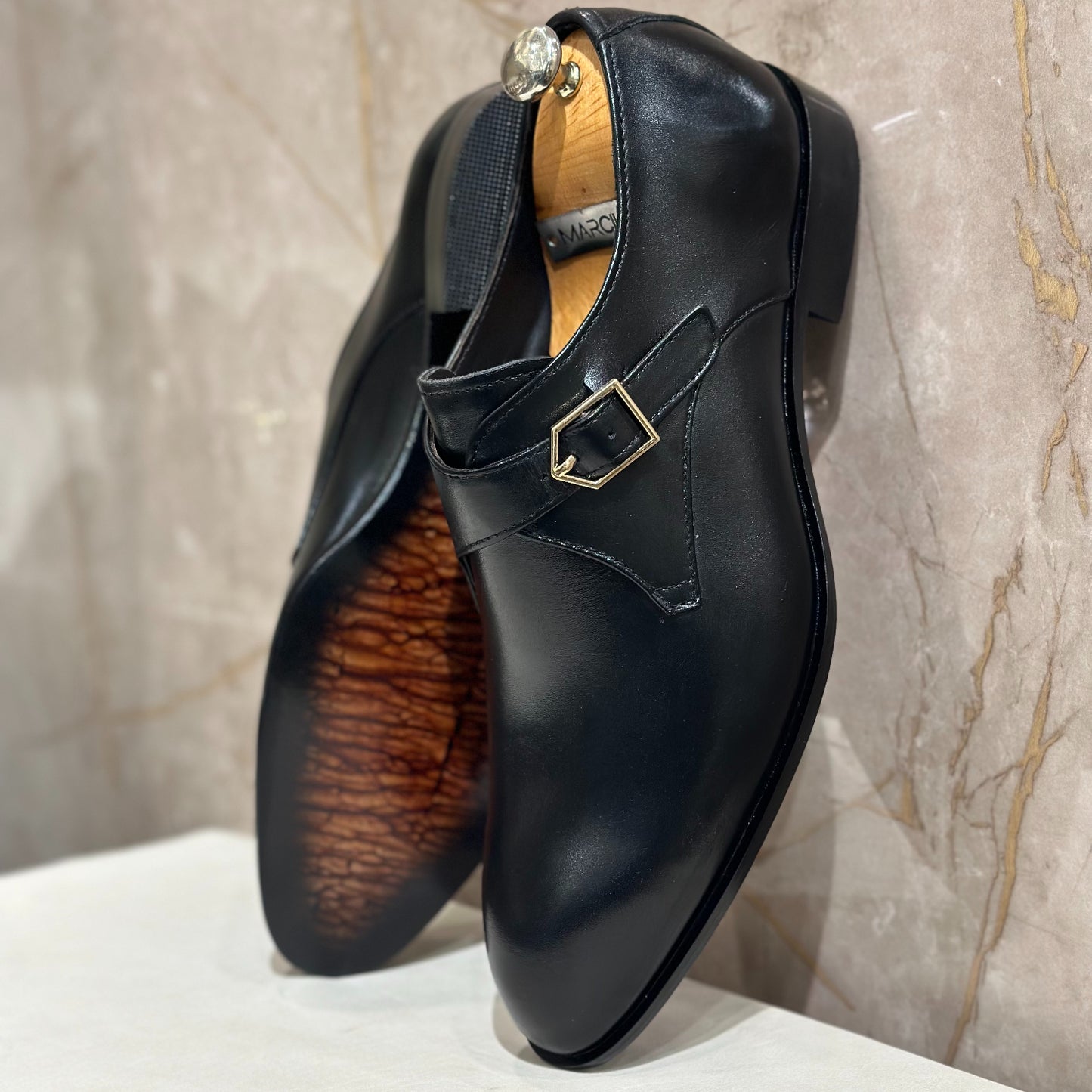 Black Single Monk Shoes