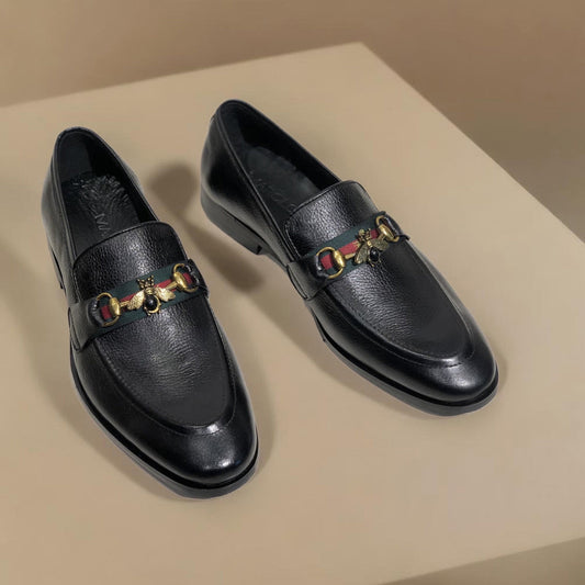 Black Milled Bee Loafers