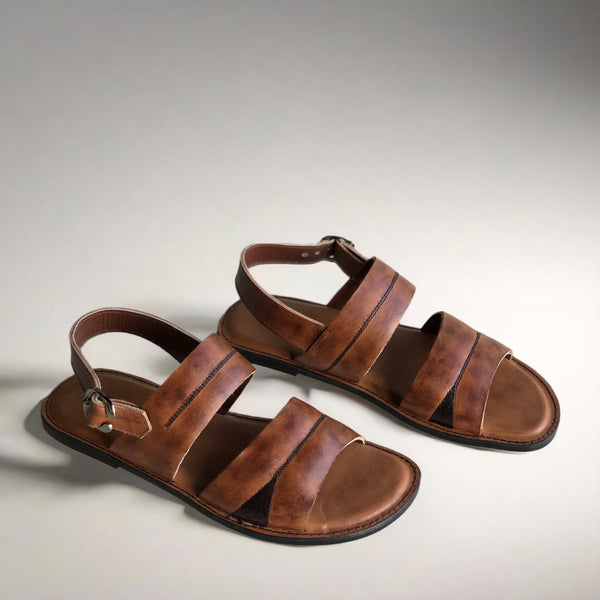 Brown Shaded Strap Sandal HS-14