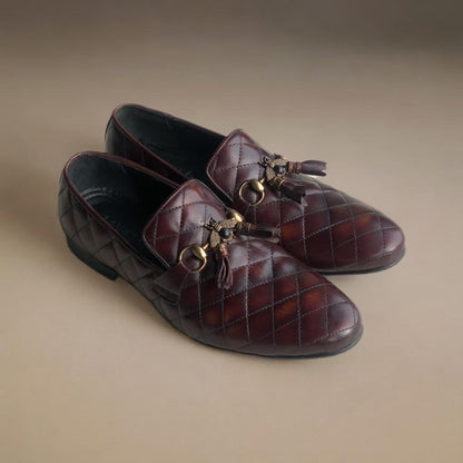 Brown Fully Diamond Bee Loafers