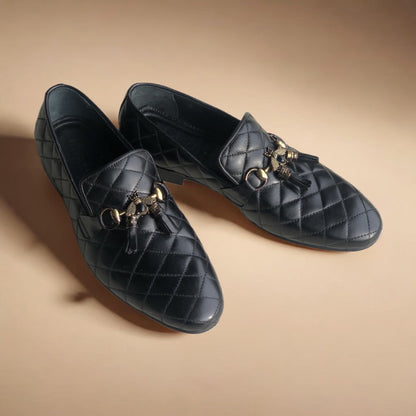 Black Fully Diamond Bee Loafers