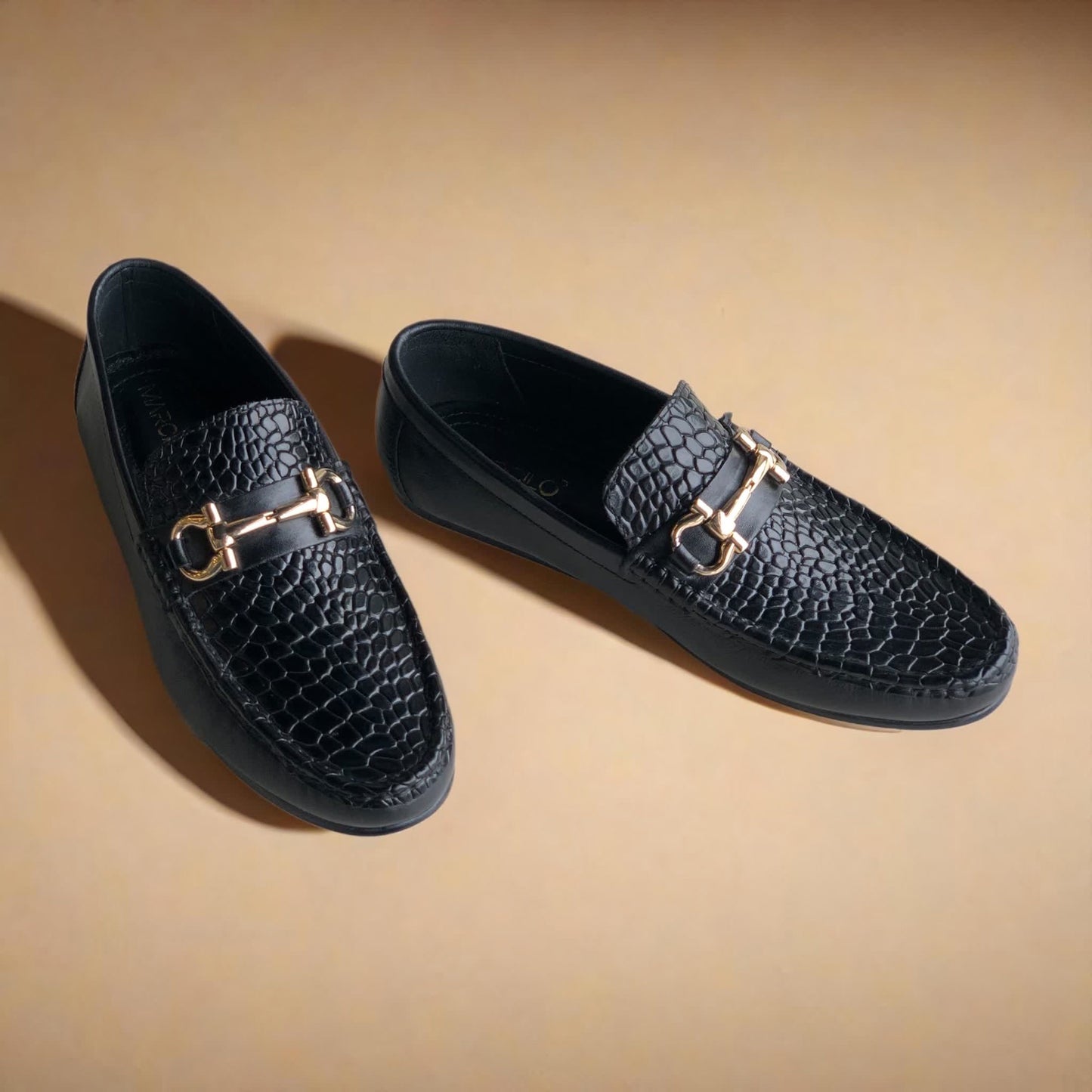 Black Croc Driving Loafers