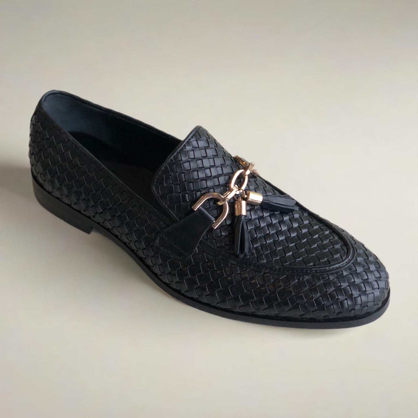 Black Knitting Tassel Loafer