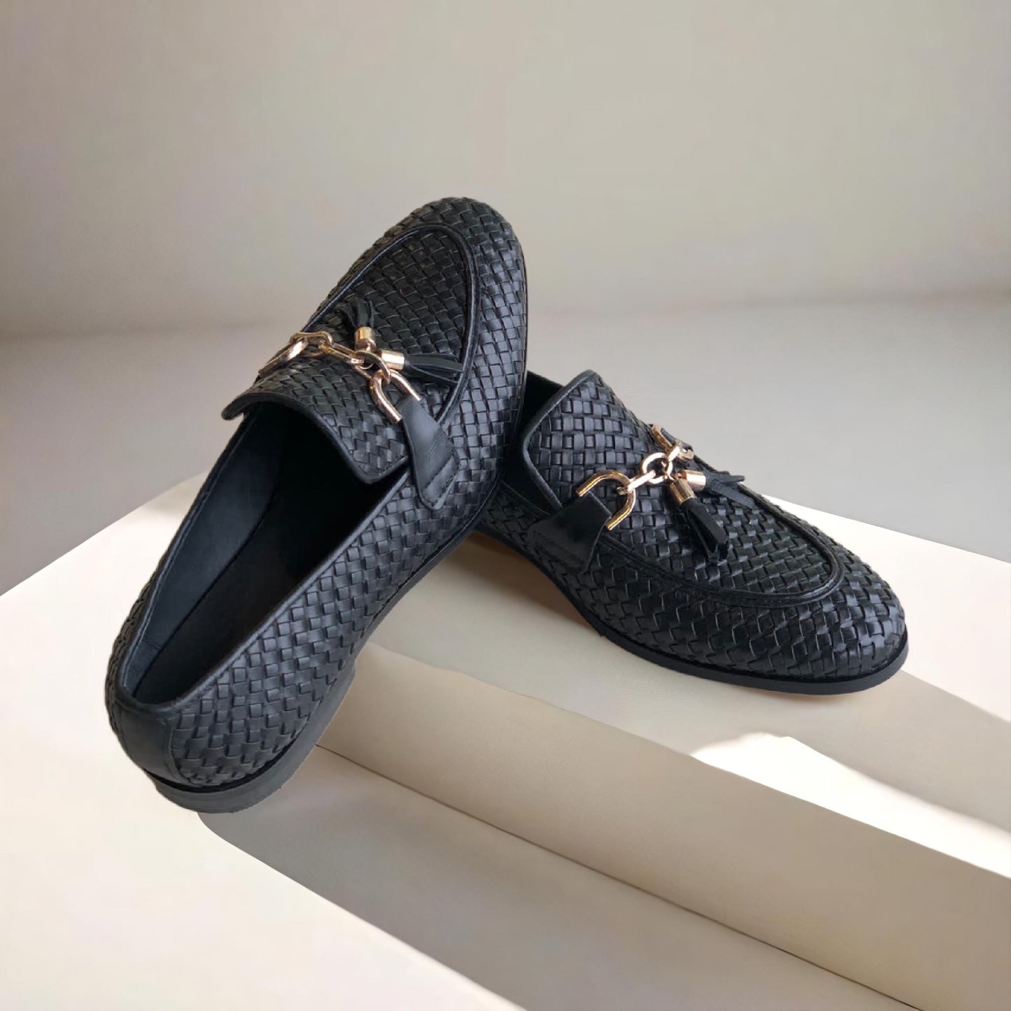 Black Knitting Tassel Loafer