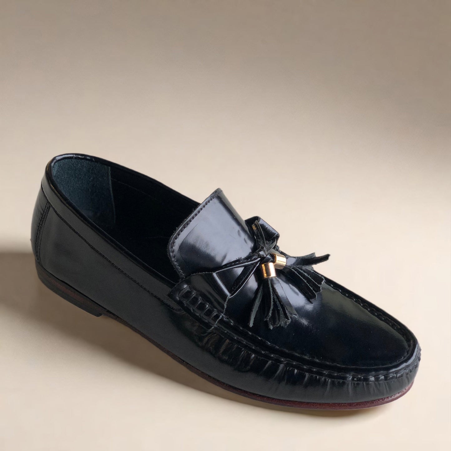 Black Calf Tassel Driving Loafer