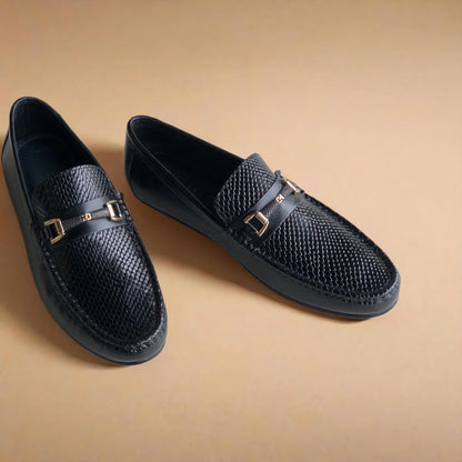 Black Printed Driving Loafer