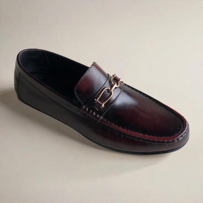 Burgundy Chain Buckle Driving Loafer