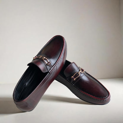 Burgundy Chain Buckle Driving Loafer