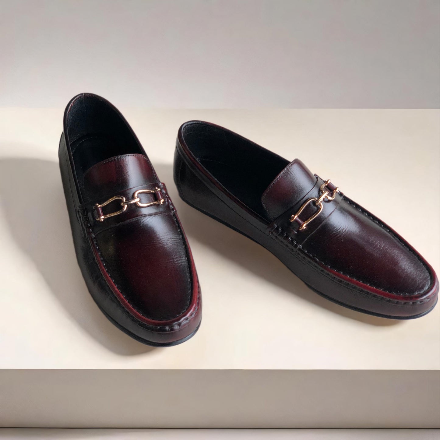 Burgundy Chain Buckle Driving Loafer