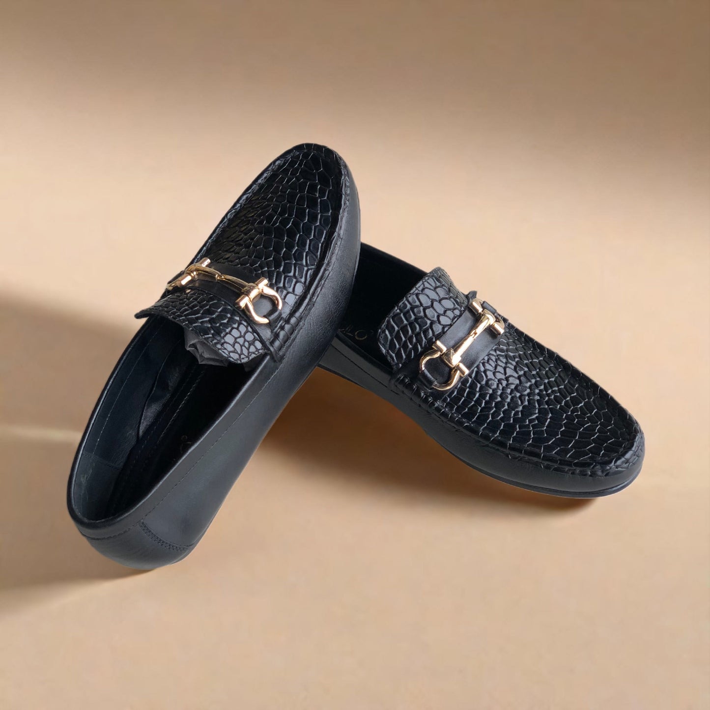 Black Croc Driving Loafers