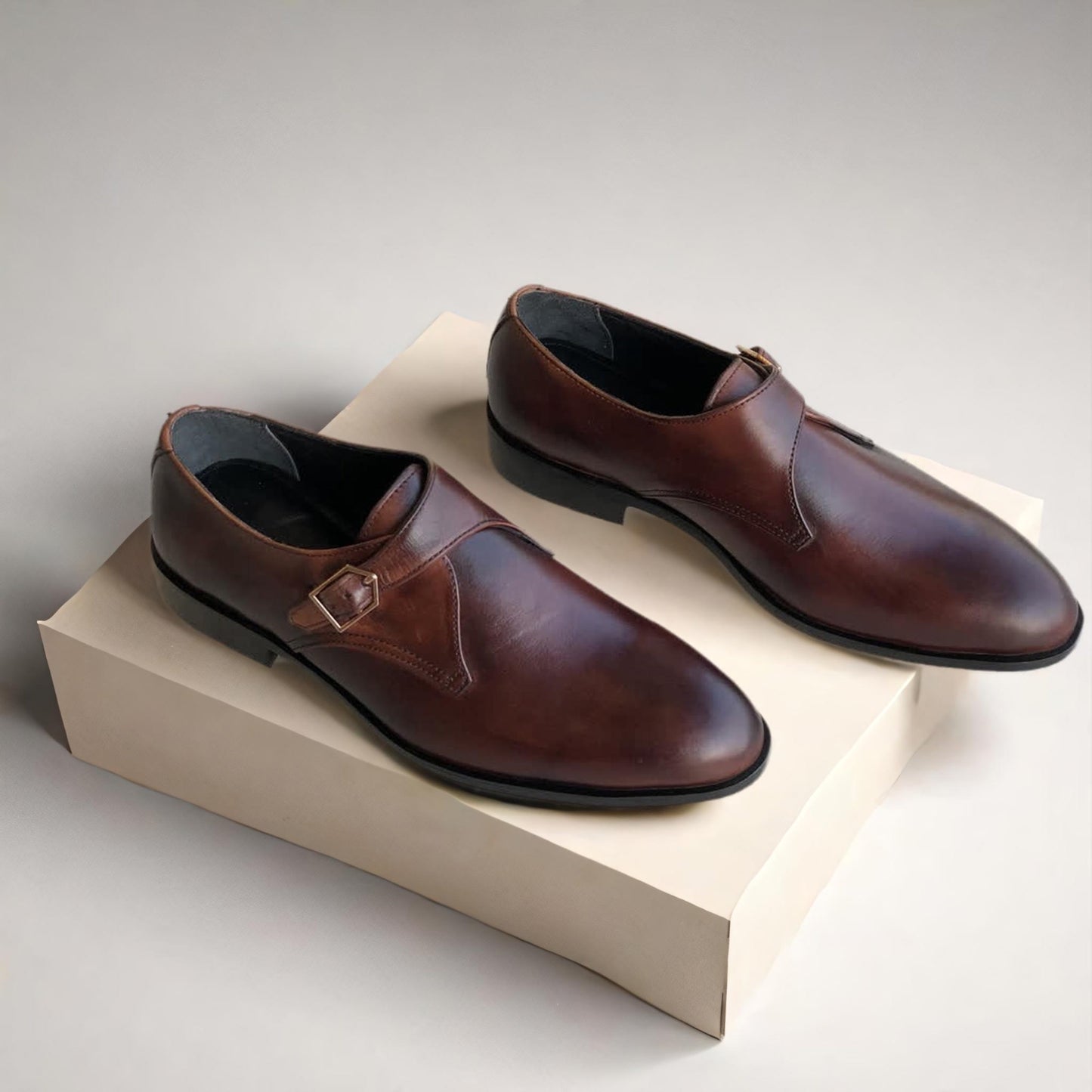 Brown Single Monk Shoes