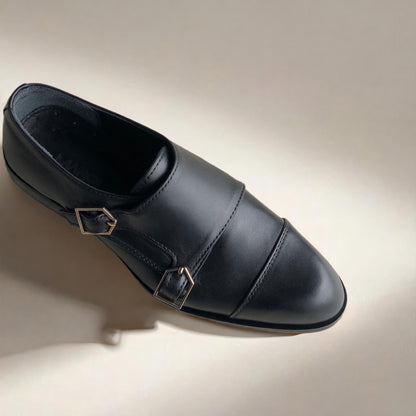 Black Double Monk Shoes