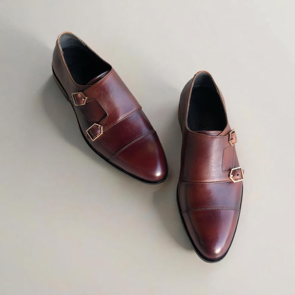 Brown Double Monk Shoes